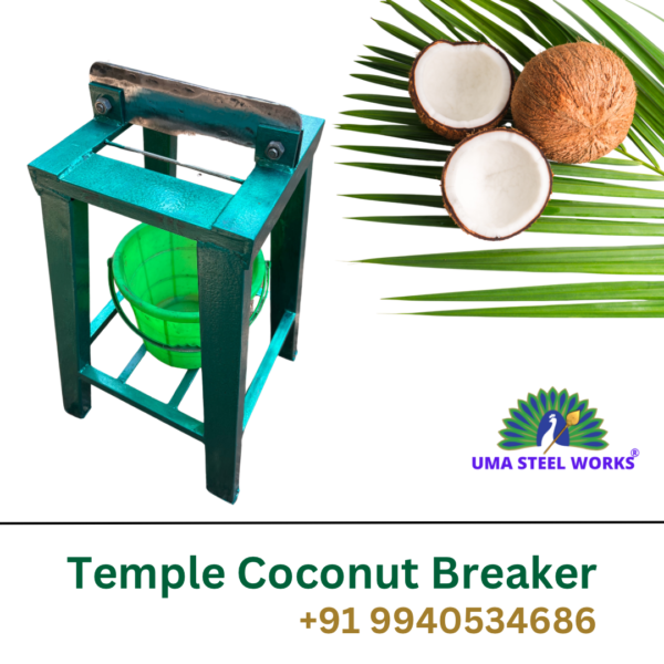 temple coconut cutter, temple coconut cutting machine, coconut breaker for temple, Pooja coconut cutter, umalife, Uma steel works, Uma lifestyle