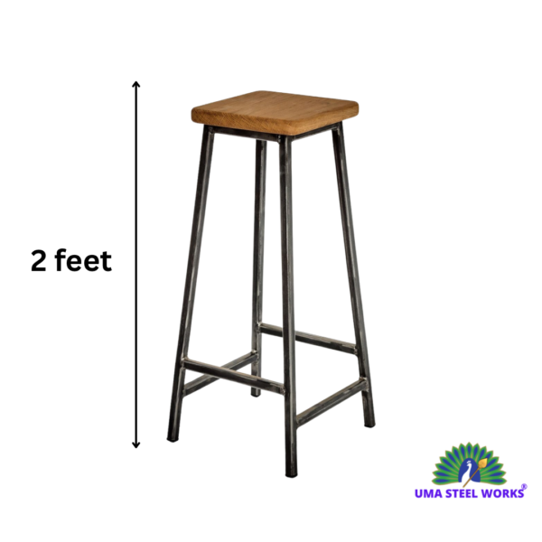 bar stool with wooden seat for café, home, or restaurant use in India, Uma steel works, umalife, Uma lifestyle,