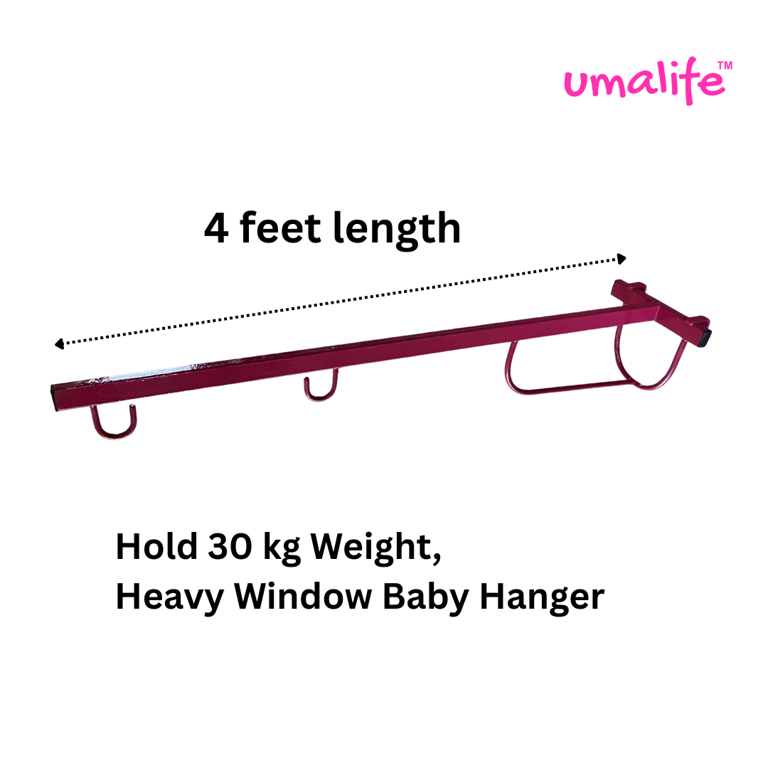 4 Feet Heavy Window Baby Hanger for Newborn to 3 Year Old Baby with 30kg Weight Capacity